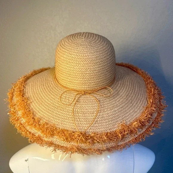 HELEN KAMINSKI BIA FRINGED WIDE BRIM RAFFIA HAT NEW - Picture 6 of 16